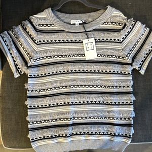 Brand new THML Short sleeve stripe fringe detail sweater